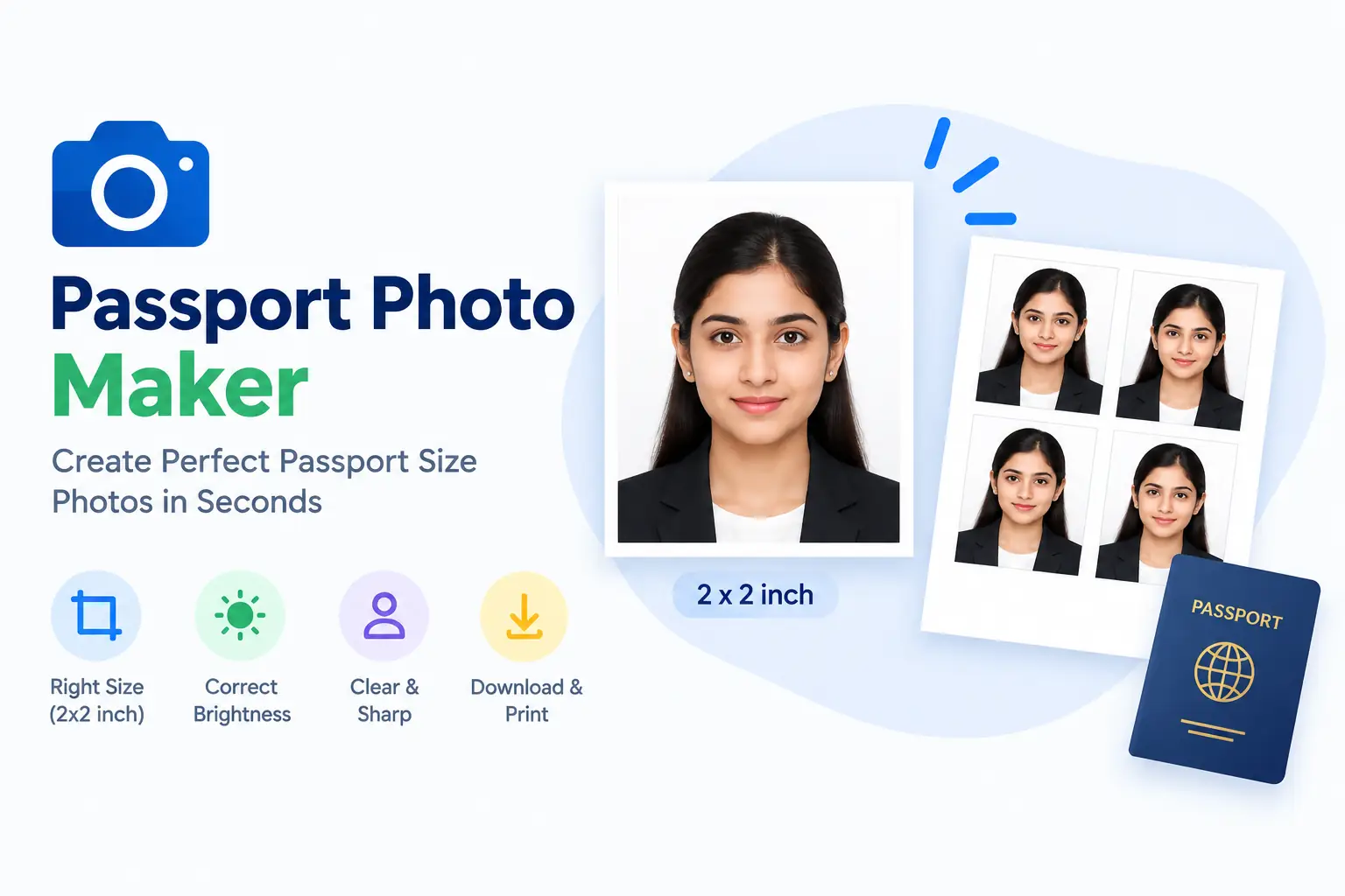 Passport Photo Maker Online - Free 35x45mm & 2x2 Inch Photo Creator