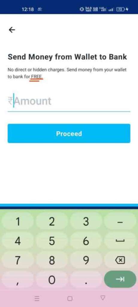 paytm wallet to bank transfer charges