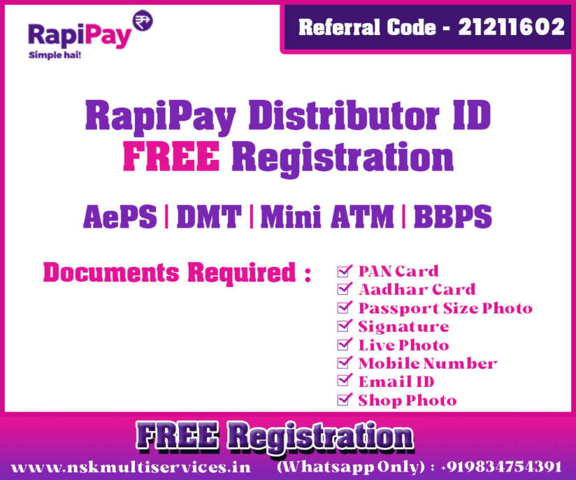 Free Rapipay Distributor ID Registration
