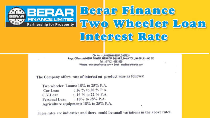 Berar Finance Two Wheeler Loan Interest Rate