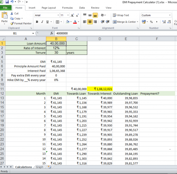 EMI Calculator Excel Sheet With Prepayment Option Digiforum Space