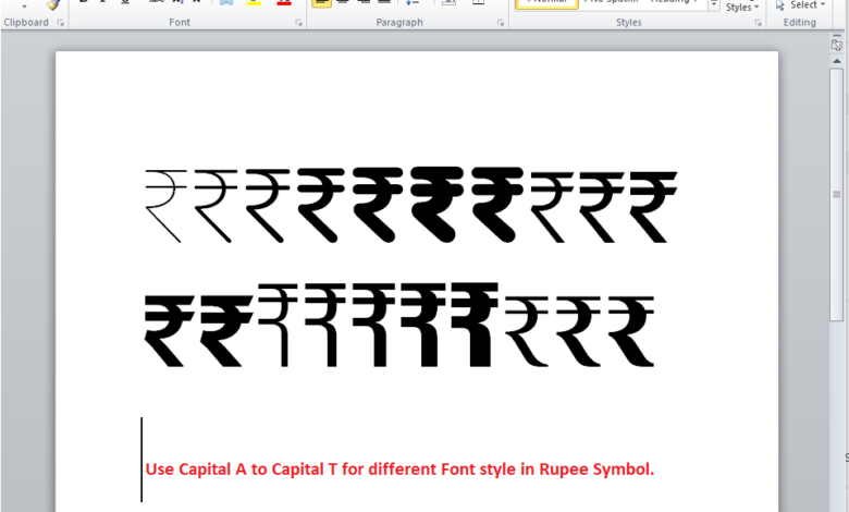 Rupee Symbol Font