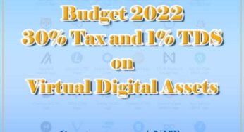 Budget 2022 – 30% Tax and 1% TDS on Virtual Digital Assets (Cryptocurrency)