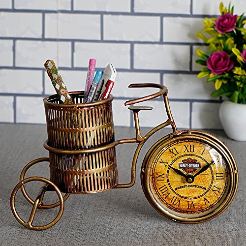 Discount ARA™ Antique Pen Holder with clock ,Pen Stand Showpiece Home decor Gifts