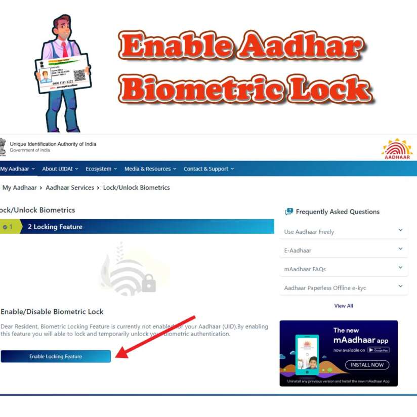 How to unlock Aadhar biometric online?