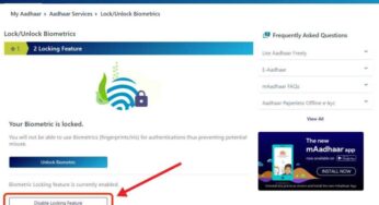 Aadhar card biometric unlock permanently