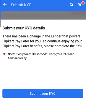 flipkart paylater kyc online