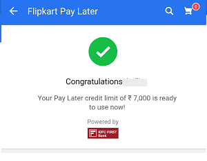 Flipkart pay later by idfc bank