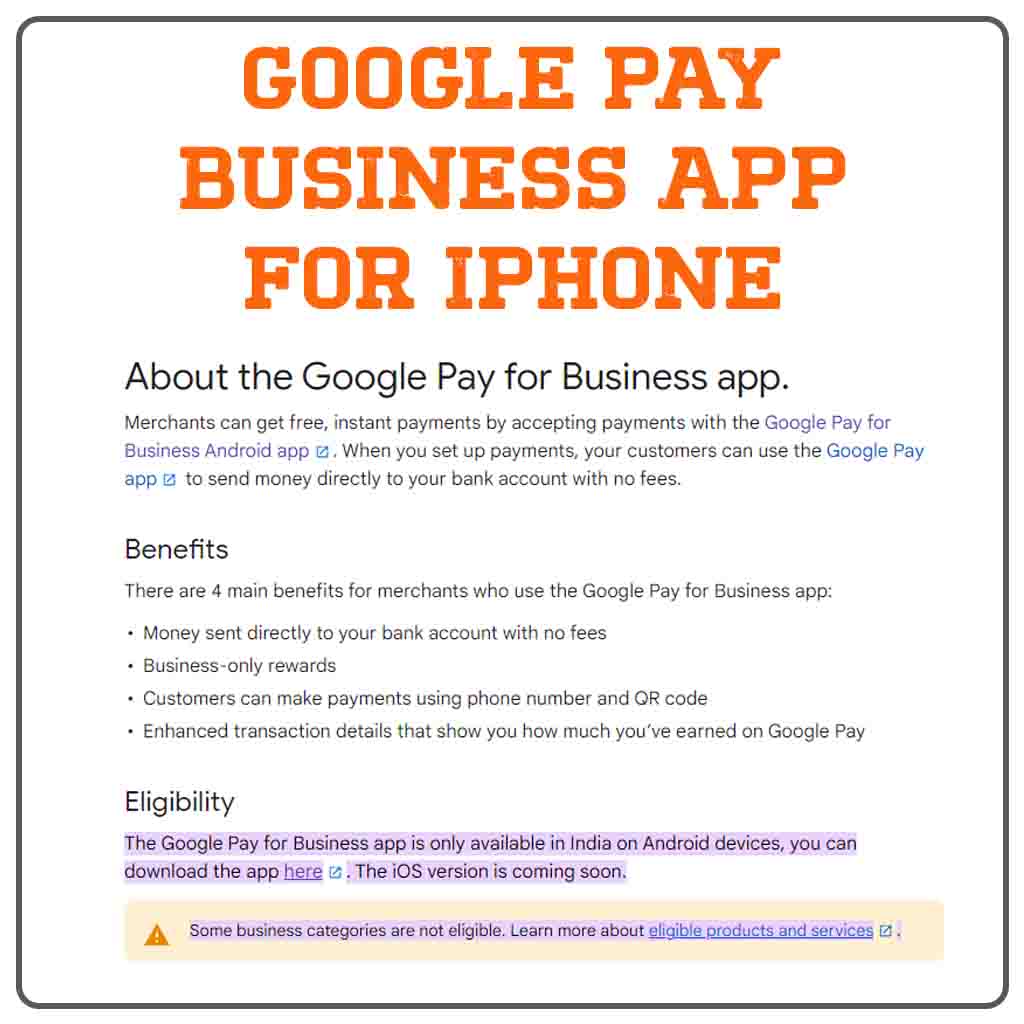 Google Pay Business App for iPhone