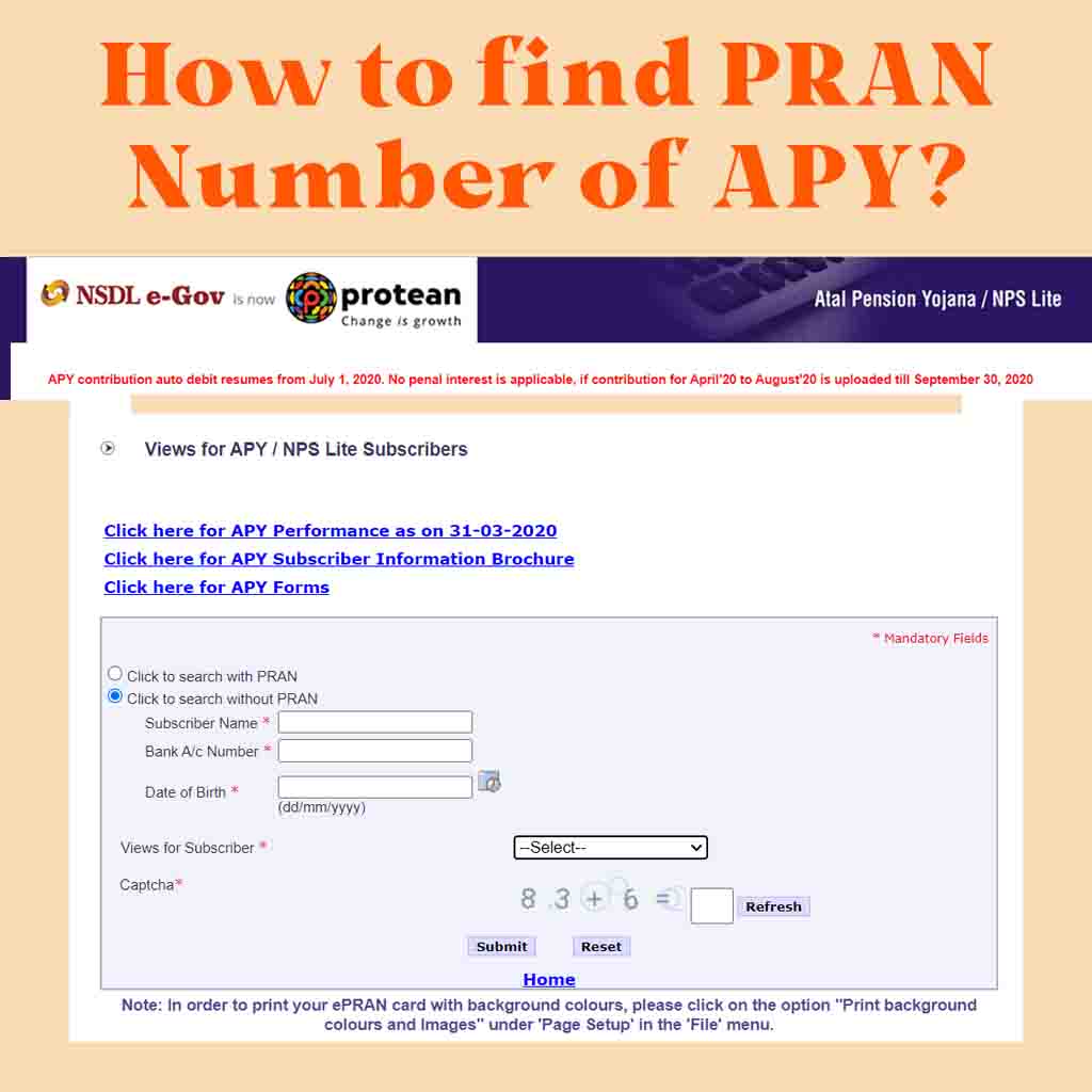 How to find PRAN number of APY