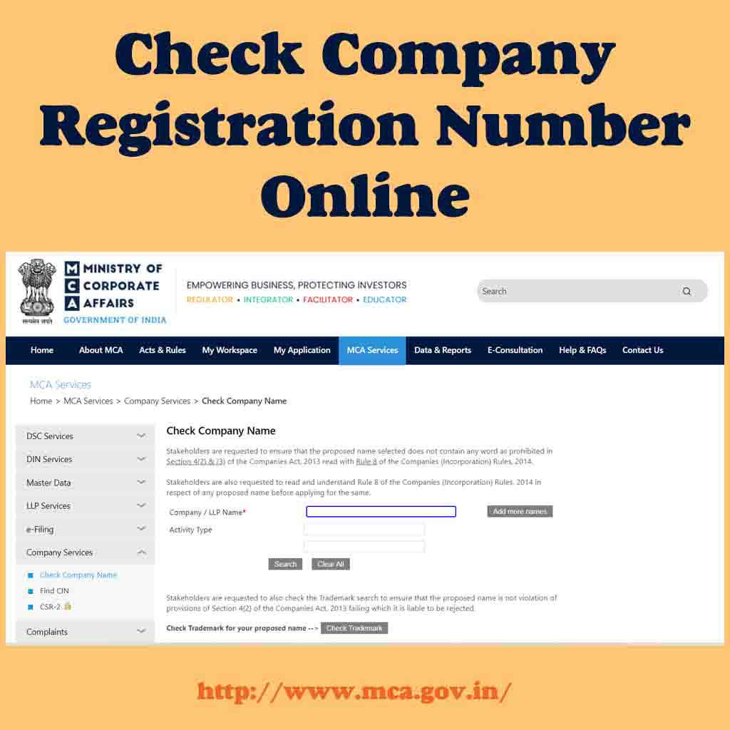Check Company registration number online